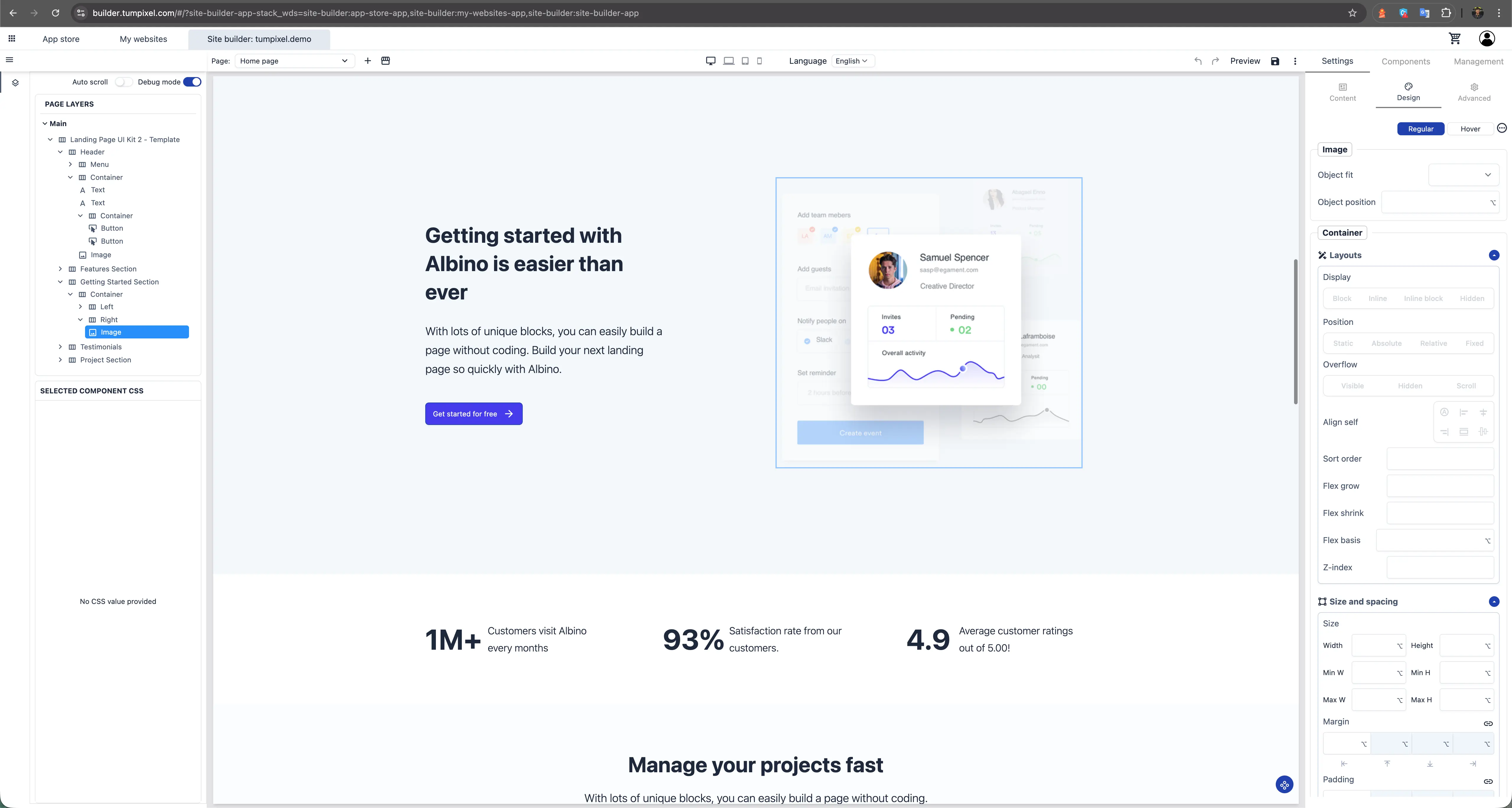 Component Settings Panel