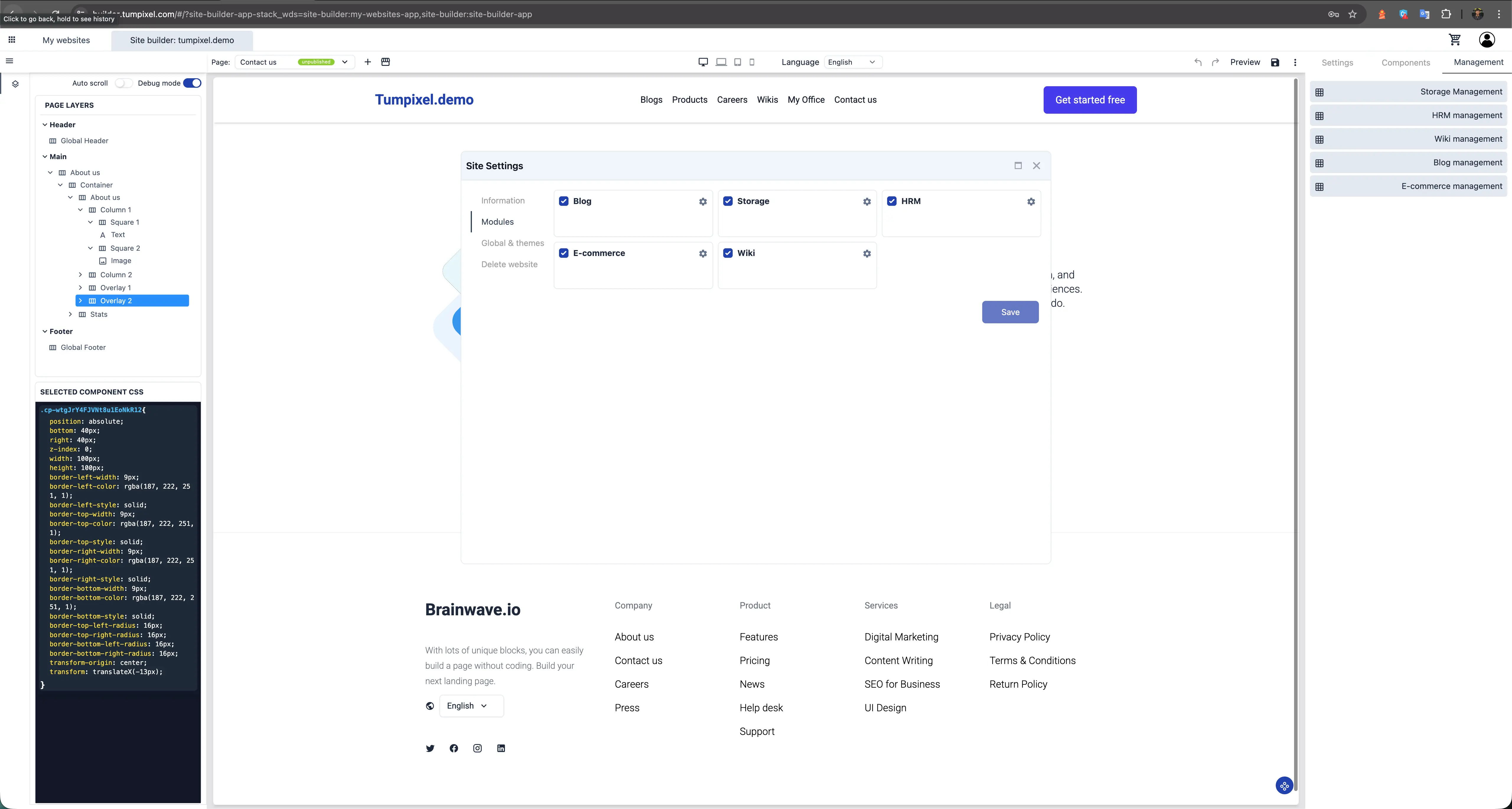 Site Settings — Module Activation