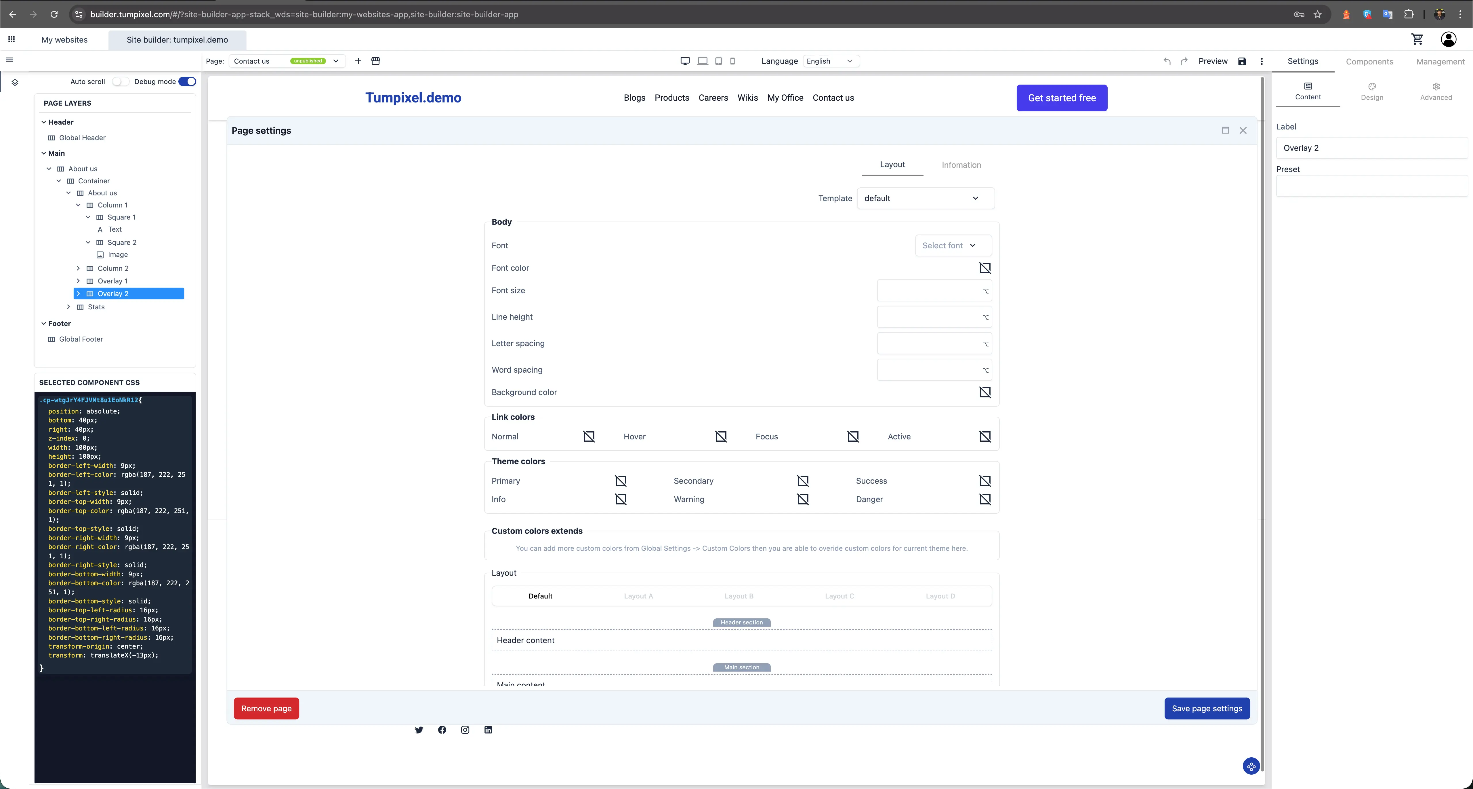 Page Settings & Controls